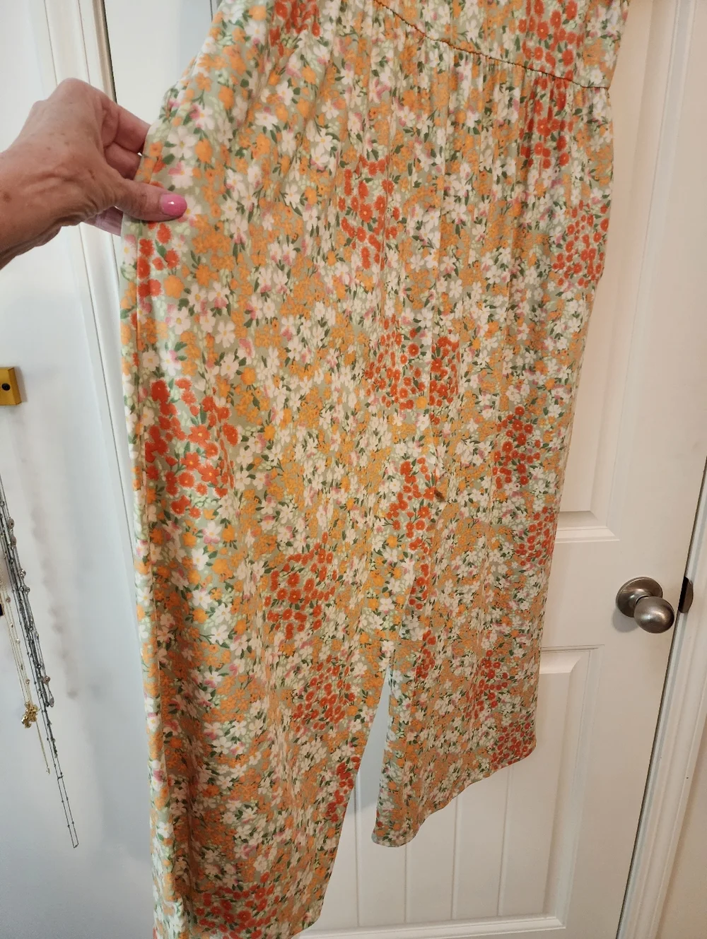 Haptics Floral Tie-Front Romper Yellow Peach Cream Floral 1X Cottagecore Summer